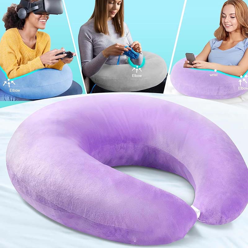 

Подушка-поддержка для рук U-образной формы, подушка для коленей для игр, чтения, вязания крючком, поддержка для рук взрослого, мягкая портативная подушка для стола фиолетовый
