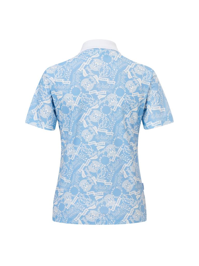 WIDEANGLE Co All-Over Reindeer Print Polo Shirt L_Ice Blue