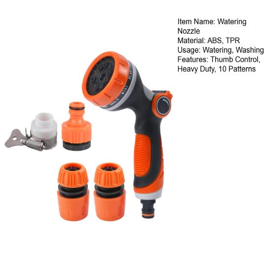 1 Set Garden Hose Nozzle 10 Patterns Watering Professional Eco-friendly Window Car Washing Sprayer Nozzle Home Use