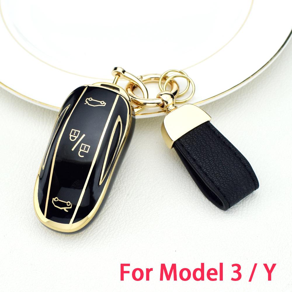 TPU Car Smart Key Case Cover For Tesla Model 3 Model X Model S Model Y Bag Protector Fob Band Shell Holder Keychain Accessories