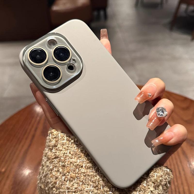 Natural titanium phone case for For Iphone 16 15 14 13 12 11 pro max plus hard pc back cover case bumper Camera protection with lens