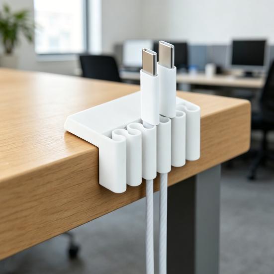 3D Printed Multi-Slot Cable Holder Desktop Cord Organizer Cord Clip with Wave-Shaped Slots