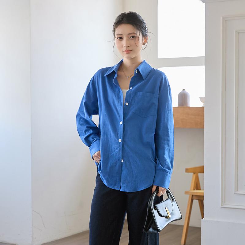 White Washed Cotton Linen Long Sleeve Shirt - Spring/Summer 2026 Sun Protective Loose Cardigan Top
