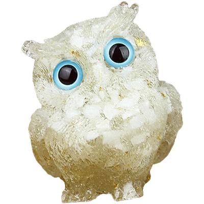 YUYAKESHI Owl Figurine, Mascot, Cute Mini Owl, Entryway, Handmade Natural Stone Resin Owl, Decorative Accessory, Tabletop Decor, Random Eye Color