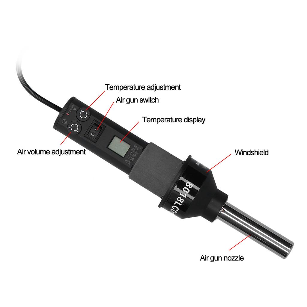 Hot Air Gun Portable 8018LCD 450W Soldering Welding Rework Station Adjustable Temperature Controlled Heat Guns for Welding