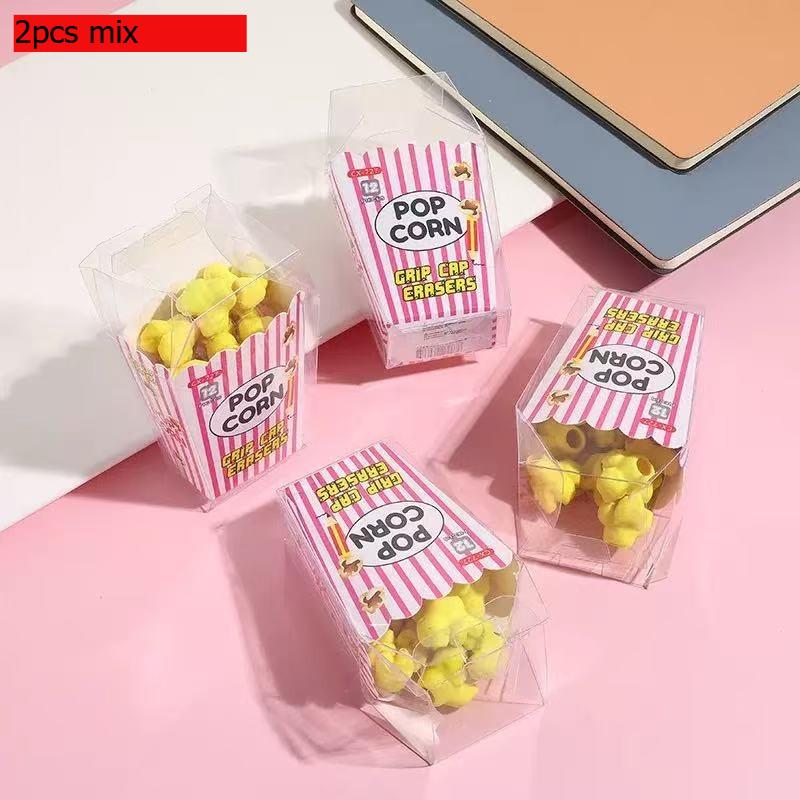 Gift Cute Creative Cartoon Popcorn Boxed Eraser Set Student Stationery Wholesale Kawai Stationery Office School Supplies Lovely