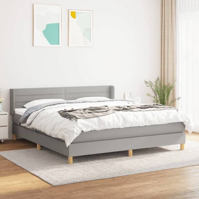 3130361 vidaXL Divan Bed with Mattress Light Grey 160x200cm Fabric