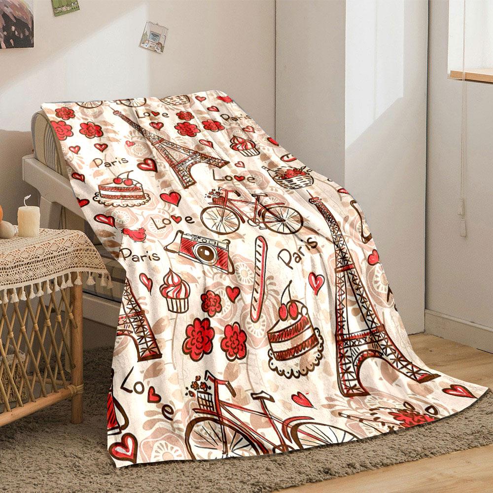 Eiffel Tower Love Paris Blanket bedroom Blanket for Livingroom Couch lunch break Soft throw for Friend's festival Gift