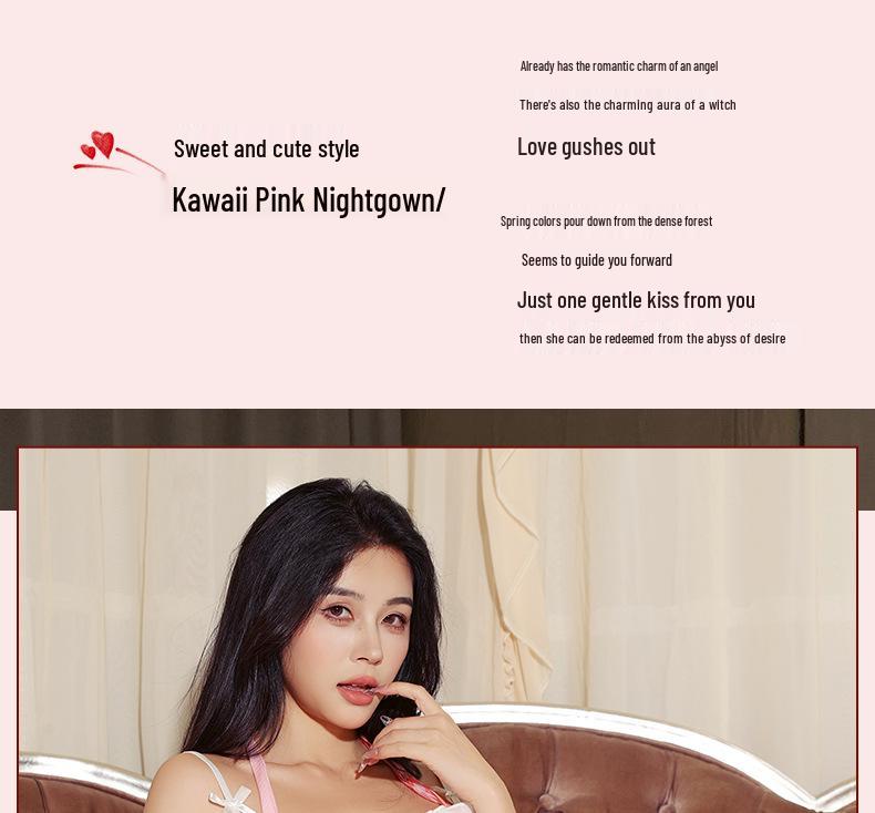 Jiuli Qingchuan Kawaii Sexy Nightgown and Home Wear Set Pajamas