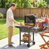 Holzkohlegrill BBQ Smoker mit Deckelthermometer Höhenverstellbare Kohleschale Grillrost Seitentisch Ascheschale