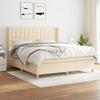 Slatted Bed Base with Mattress - Maison Exclusive - 160x200 Cm - Adjustable Headboard - Cream