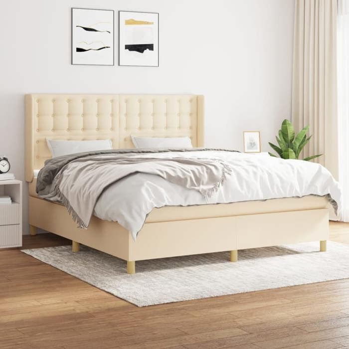 Sommier à lattes avec matelas - Maison Exclusive - 160x200 cm - Tête de lit réglable - Crème