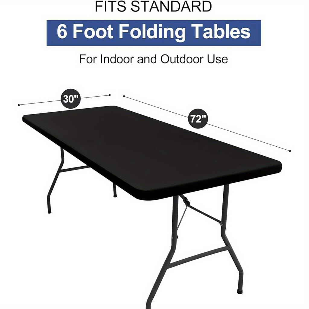 Rectangle Table Cloth Cover, Waterproof Polyester Elastic Fitted Tablecloth, Fits for 6 Foot Folding Tables ( 30" X 72")