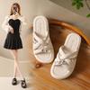 Thick-bottomed Heightening Beach Cool Slippers for Women's Outer Wear New Casual Fashion Rhinestone One-word Cool Slippers In Summer