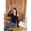 Sweet Hot Girl Style Oblique Shoulder Lace Splicing Long-sleeved T-shirt for Women Early Autumn New Style Off-shoulder Slim Fit Inner Top Trendy