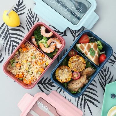 Draagbare 1100ML Plastic Voedselopbergcontainer, Bento Doos, Lekdicht, Magnetronverwarming, met Stokjes en Lepels