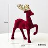 Christmas Reindeer Desktop Ornament Christmas Tree Decor Hanging Accessory Glittering Burgundy Flocked Deer Pendant Decoration