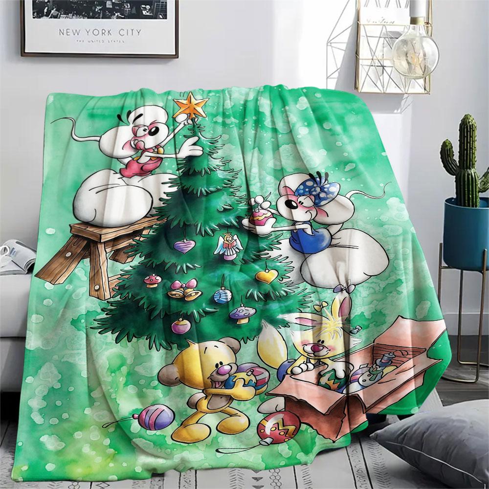 Diddl Cartoon Printed Flannel Blanket, Soft Throw for Bedroom Sofa, Washable, Fan Merchandise, Great Gift.