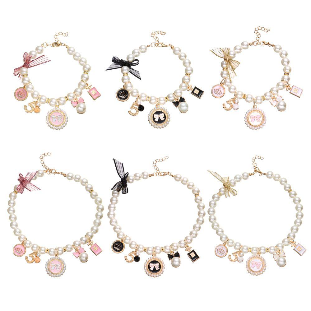 Pet Products Cute Collar Cat Jewelry Dog Cat Princess Bow Adjustable Pet Pearl Collar