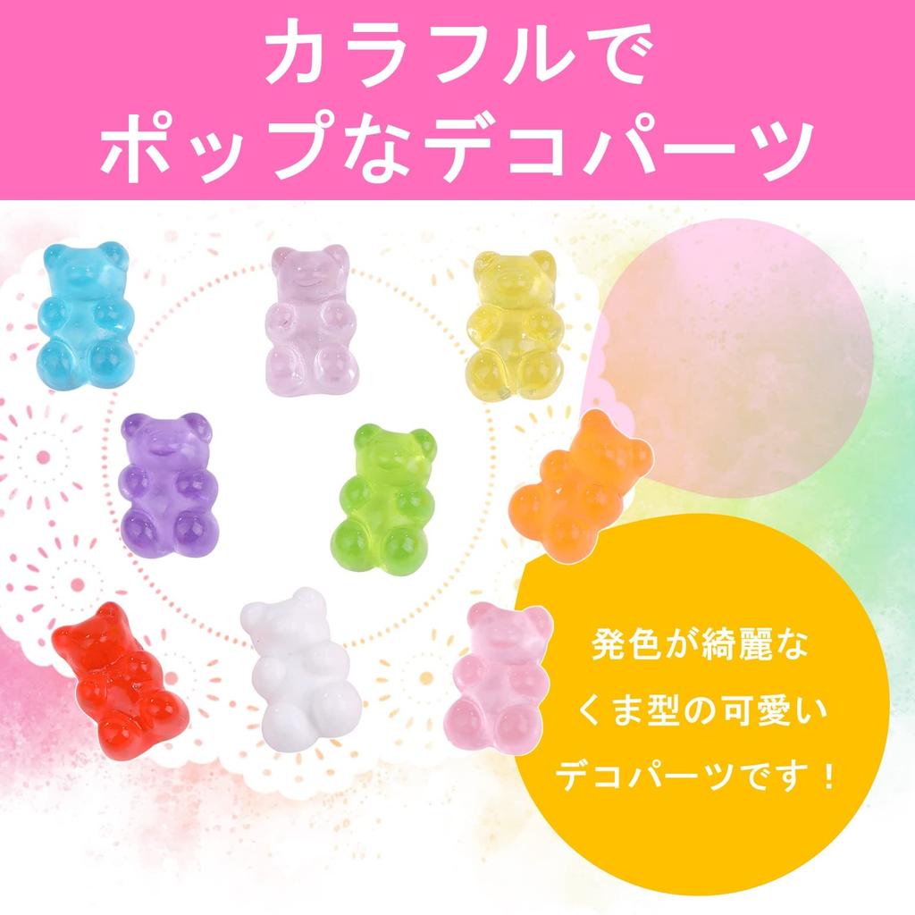 Lebonarie Bear Handmade Decorative Parts, Resin Charms, Nail Art, Gummy Bear Nail Charms, Gummy Candy Accessories, DIY (9 Colors, 90 Pairs)