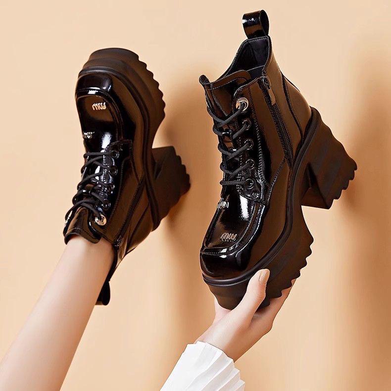 National Ankle Boots: Velvet & Suede Embroidered, Genuine Leather, Height-Boosting, Retro Martin Style for Autumn/Winter.