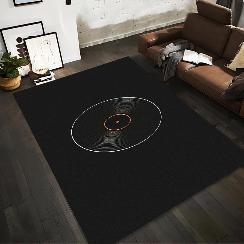 

Minimalist Black Carpet with Vinyl Record Pattern for Modern Decor Suitable for use as an anti-slip for living room bedroom sofas 40x60cm( 15x23in )
