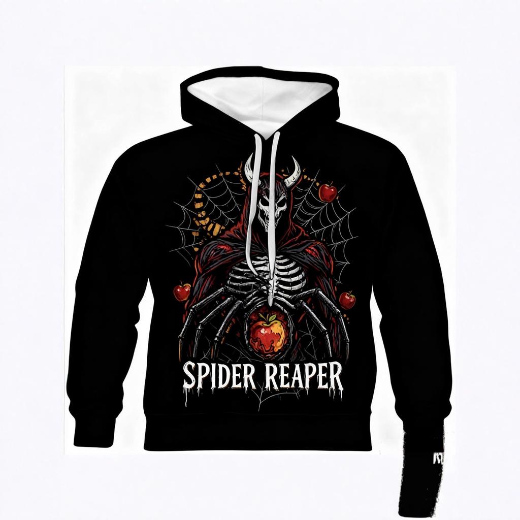 Skull Pattern 3D Printing Hooded Sweatshirt Casual Comfortable Autumn Winte Warm Inside Outside Fashionable Hoodie