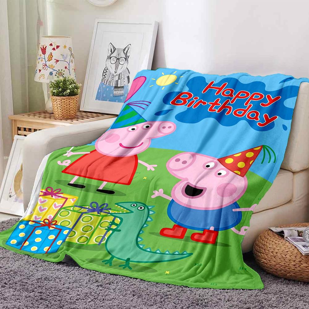 Peppa Pig Theme Printed Blanket - Perfect for Couch, Bed, Travel & Outdoor Use | Machine Washable, Cozy & Durable.