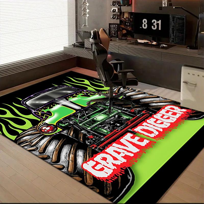 Mon-ster Truck Adventure Floor Mat for Living Room, Game Rooms, Office, Bedroom, Office Floor Mat Playful Design, Christmas fan gifts