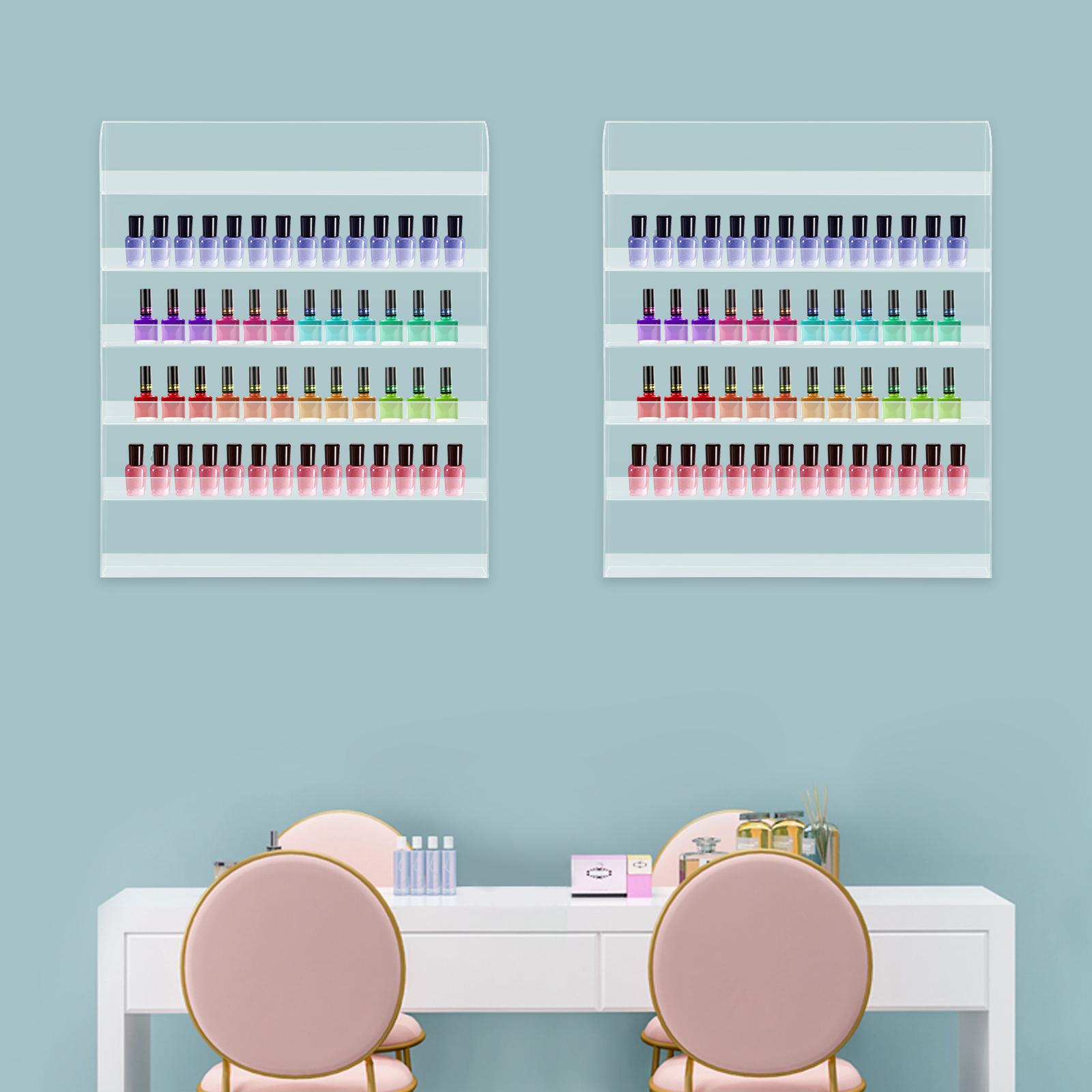 Scaffale Espositore in Acrilico da Parete a 6 Livelli per Smalti per Unghie, Confezione da 2 Scaffali da Parete Trasparenti per Smalti, 51*5*61cm per