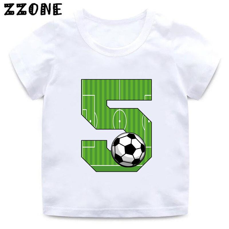 Cartoon Football Number Bow Print Funny Boys Clothes Years Birthday Soccer Kids T Shirt Baby Girls T-Shirts