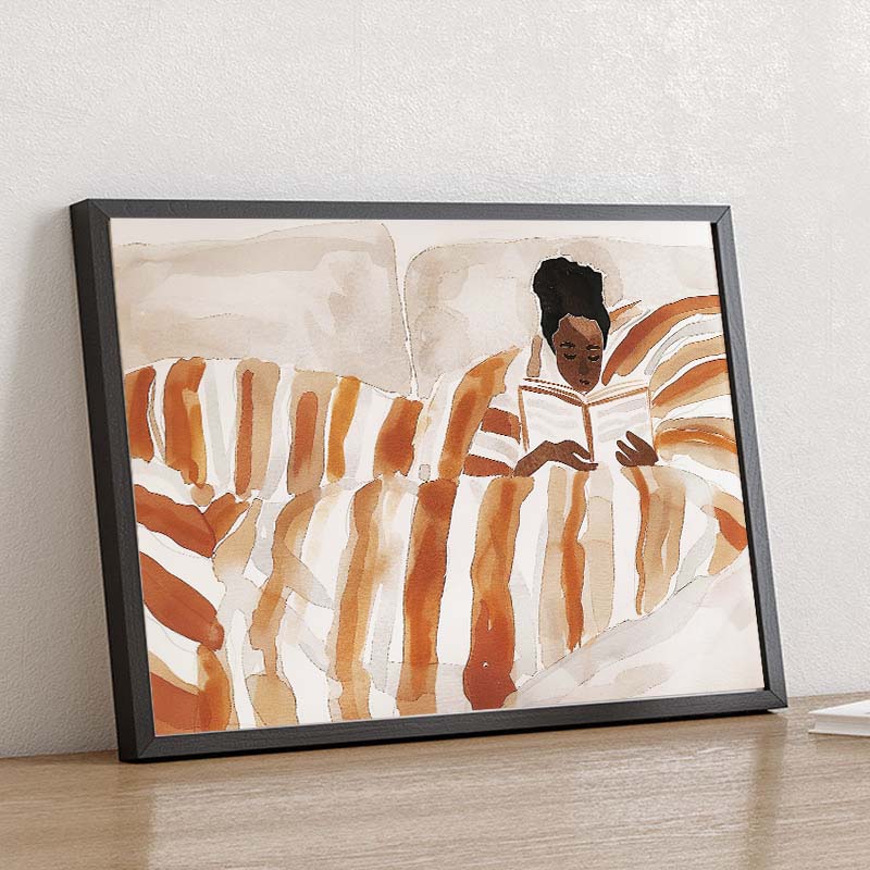 Striped Girl Book Vase Flower Wall Art Canvas Painting Abstract Posters And Prints Hotel Bar Wall Pictures For Living Room Decor