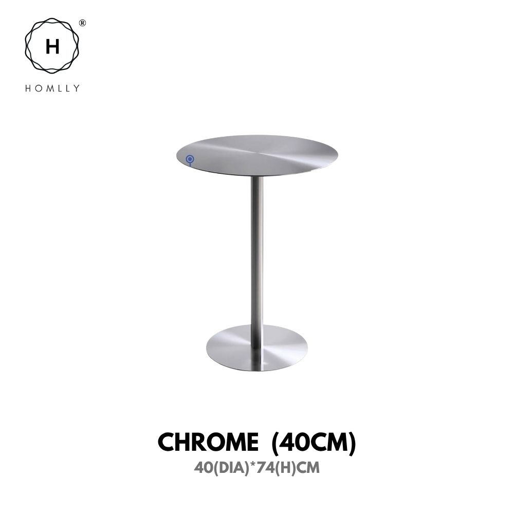 Homlly Tonii Stainless Steel Round Slim Table (40-70cm Diameter)