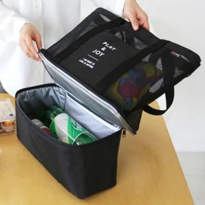 Handtasche Schulter-Isoliertasche Doppelte Picknicktasche Gitter-Aufbewahrungstasche Eisbeutel-Aufbewahrungstasche