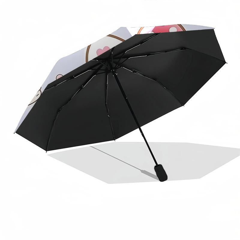 1pc Hello Kitty Automatic Opening/Closing Umbrella with Polka Dot Bow - Portable Three-Fold Design, 8-Bone Iron Frame Outdoor Umbrella for Fans, Trave