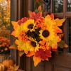 Artificial Maple Leaf Door Wreath with Berries and for Fall and Christmas Decorations
