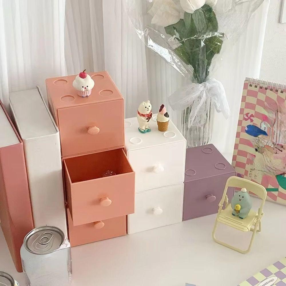 

Stackable Building Block Pencil Box Drawer Style Stationery Organizer For Girls білий