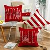 Christmas Pillowcase Pillowcase Christmas Tree Snowflake Element Letter Stripe Print Pillowcase Festive Atmosphere Cushion