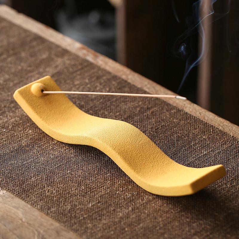Creative Coarse Pottery Incense Holder - Reclining Sandalwood Burner & Ornament for Home or Office.