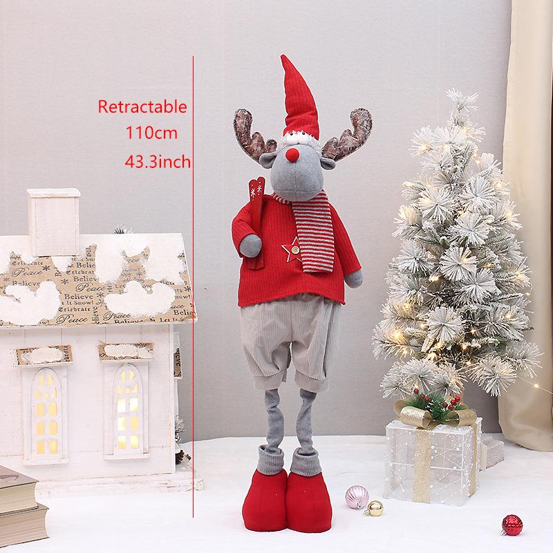 Christmas new red knitted fabric sitting and retractable old man snowman elk doll set decoration ornament