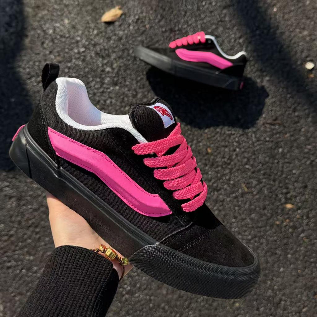 Knu skool black and yellow color matching fat bread shoes retro yellow and black cool casual skateboard shoes