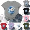 Women's Fashion Casual Printed Round Neck Short Sleeved T-Shirt Top T-Shirt Top Top