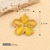 18K Gold Plated Cat's Eye Pendant: Colorful Flower DIY Stainless Steel Jewelry Charm