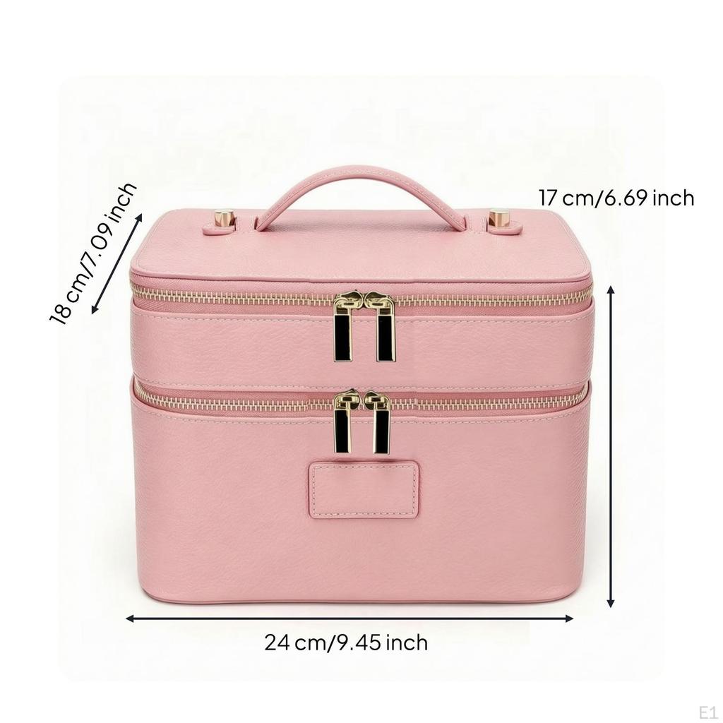 DoubleLayer Cosmetic Case doubleCompartment Makeup Organizer with Handle TravelFriendly TwoTier