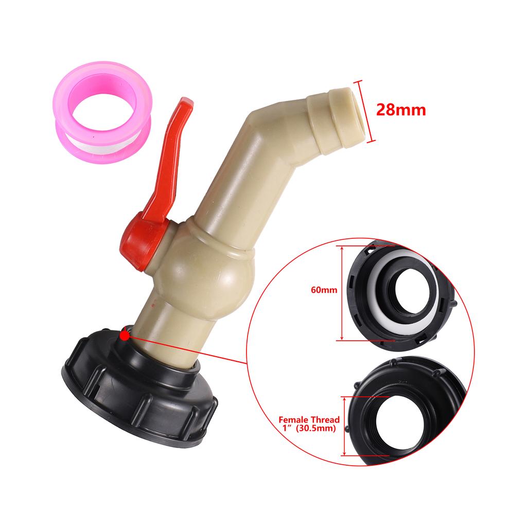 S60X6 IBC-Tankadapter für Gartenbewässerung, Wasserwürfelventilanschluss 1/2", 3/4", 1", Kugelhahn, Schlauchschalter, Wasserhahnanschluss