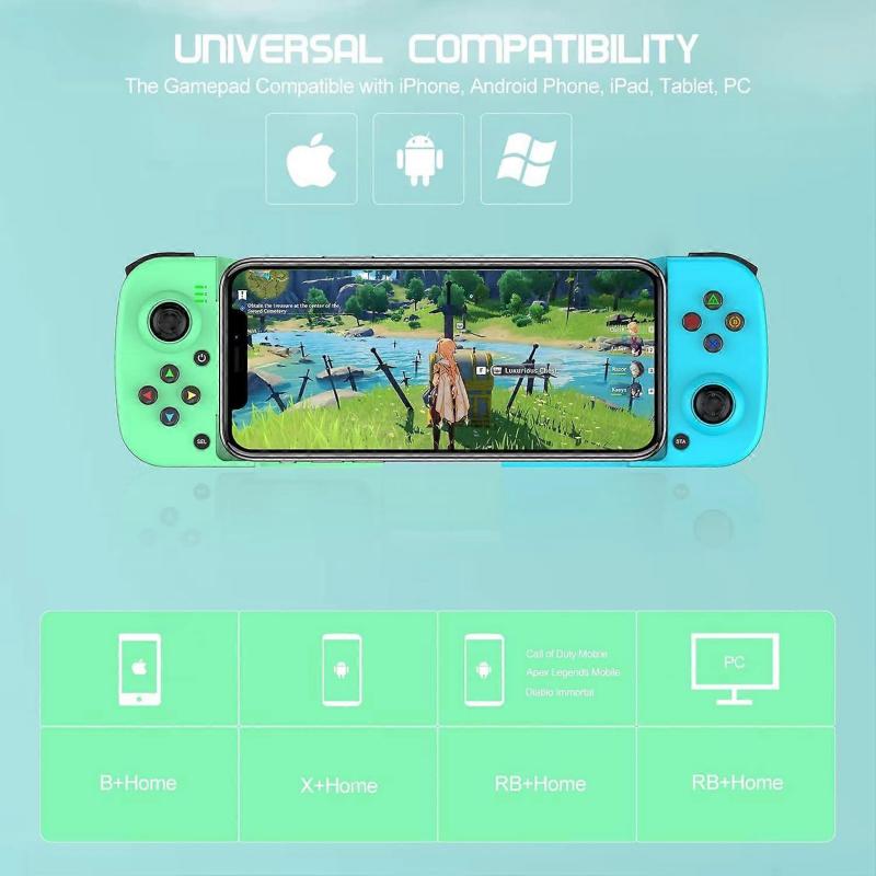 D3 Stretch Game Controller Joystick Bluetooth-Compatible5.0 for PUBG(Green Blue)