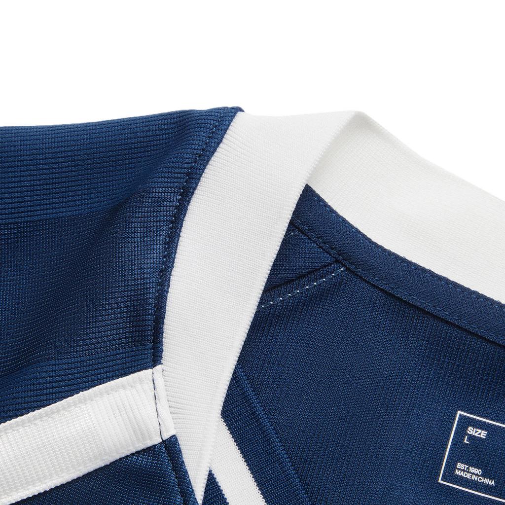 Li Ning Sports Lifestyle Series Spliced Letter Round Neck Comfortable Breathable Loose Short Sleeve T-Shirt Men Tops Deep-Navy AHSU551-2