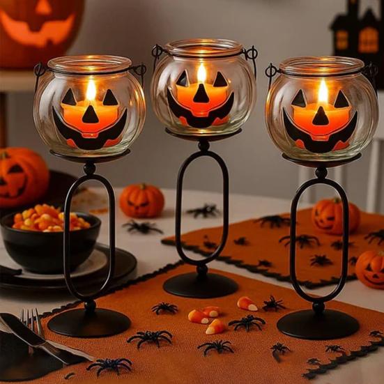Pumpkin Candlestick Halloween Candle Holder with Stand High Stability Ghost Tealight Candle Bracket Party Decoration