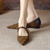 Leopard Women Heeled Shoes Elegant Pointed Toe Chunky Shoes 2025 Designer New Loafers Dress Party Pumps Zapatillas Mujer