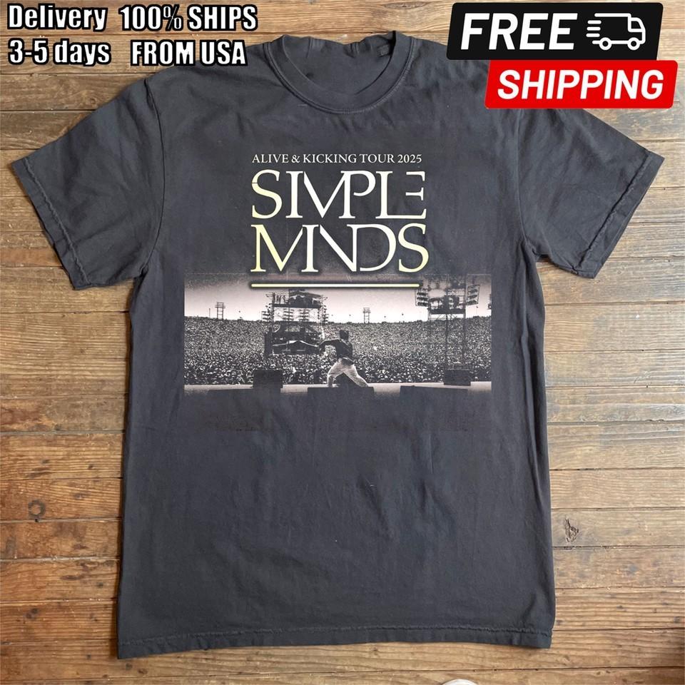 

SIMPLE MINDS BRING ALIVE amp KICKING TOUR 2025 All Size Black TShirt Unisex T-Shirt XL